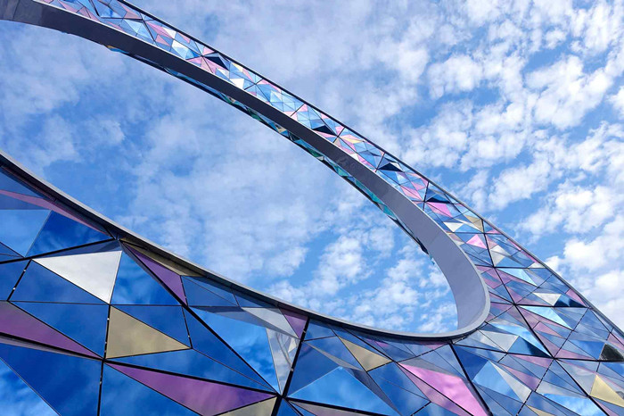 Hotel Metal Circle Stainless Steel Sculptures Large Decorative Colored
