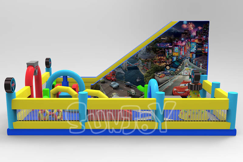 Cars Race Bouncer Slide 0.55mm Inflatable Amusement Park