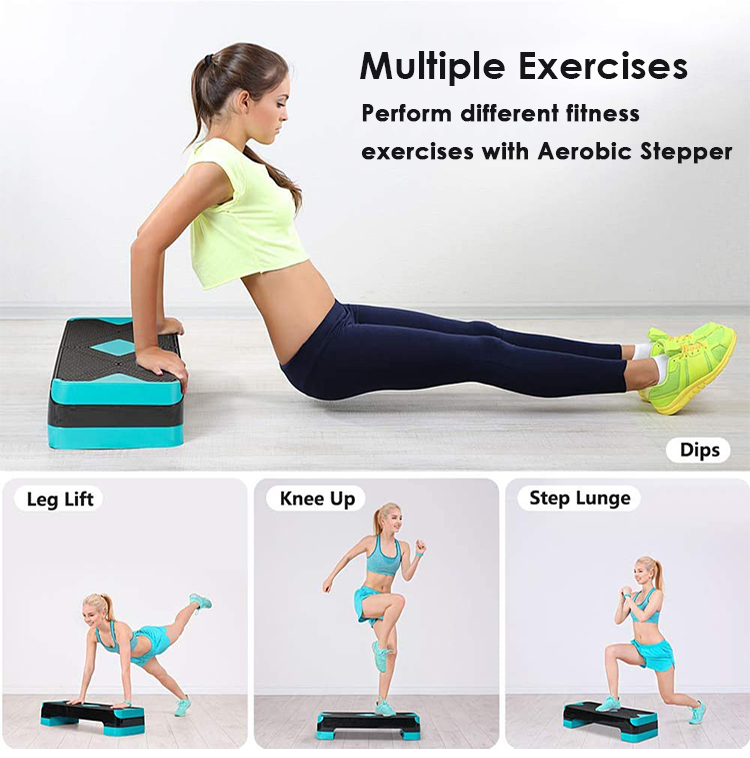 Durable Adjustable Aerobic Step Fitness Platform 100cm 3 Level Bench Workout