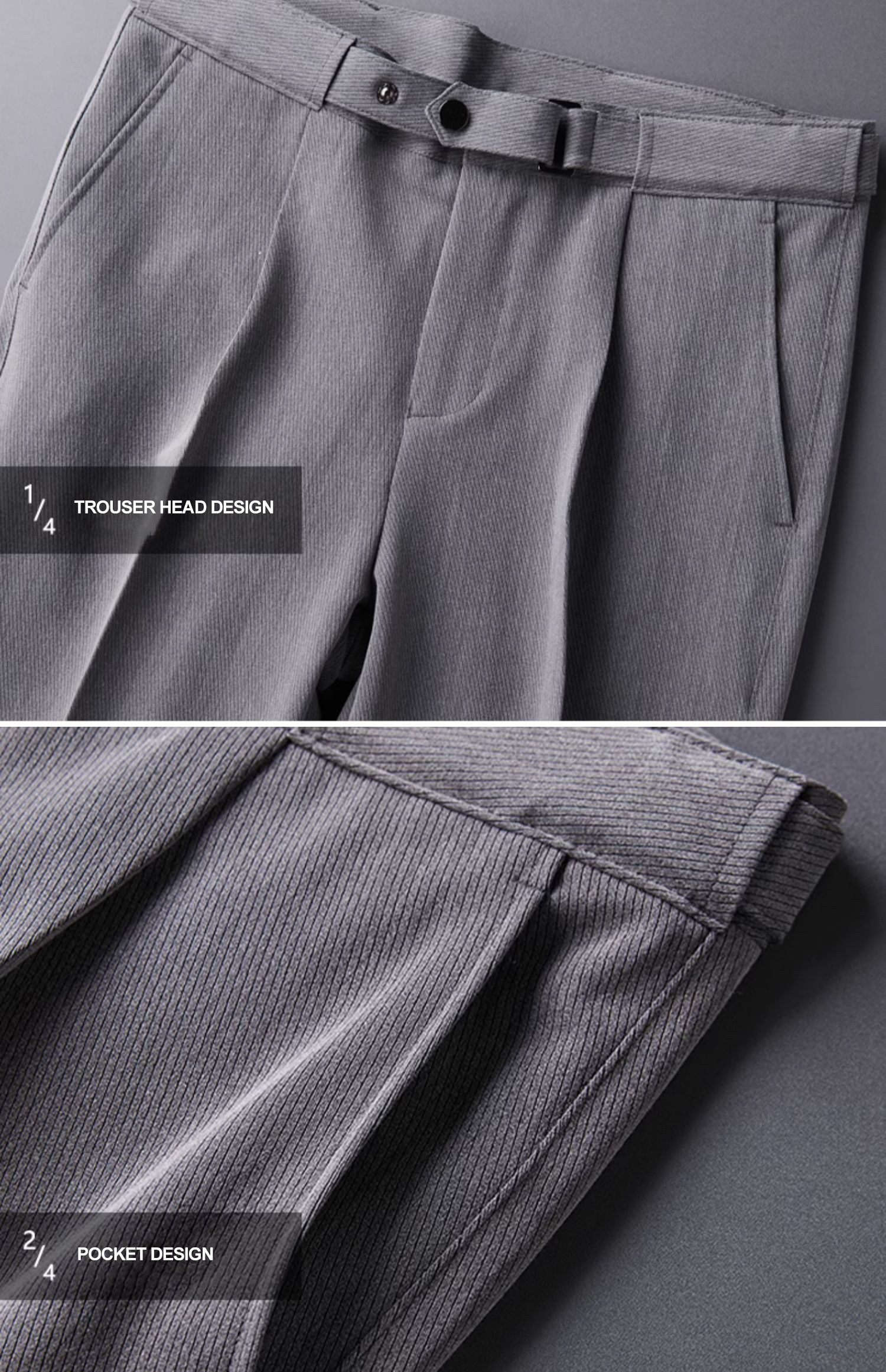 Weaving method woven Men's grade Gray Drape Cropped Pants for Business Casual Suit