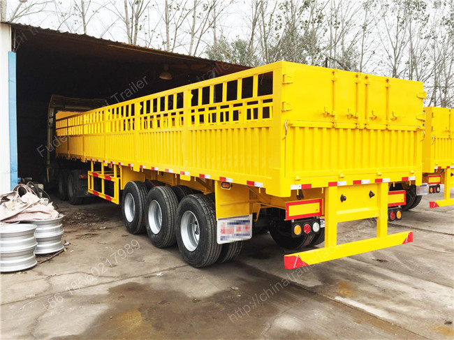 Semi trailer with fence tri axle 50 ton Side wall semi trailer with Mechanical suspension