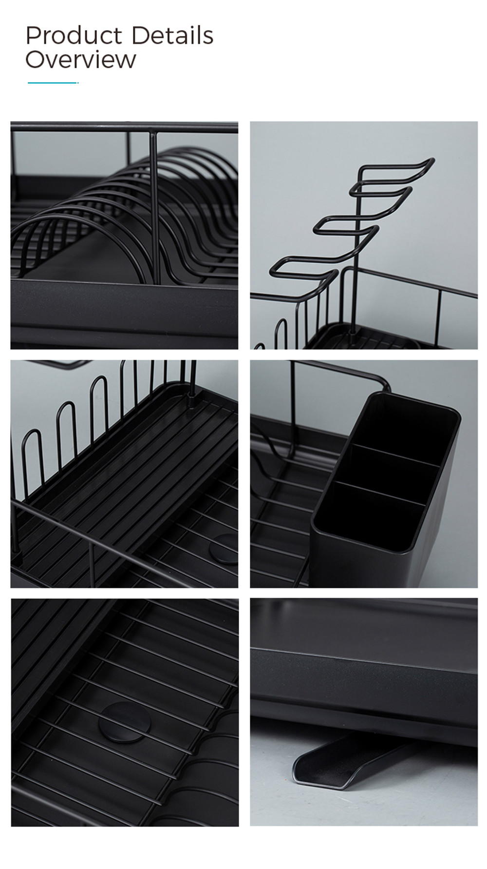 Steel Adjustable Kitchen Dish Drainer Rack For Drying Dishes Custom Color