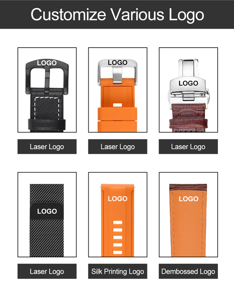 4 Colors Custom Watch Strap , 22mm Silicone Rubber Watch Strap Bands