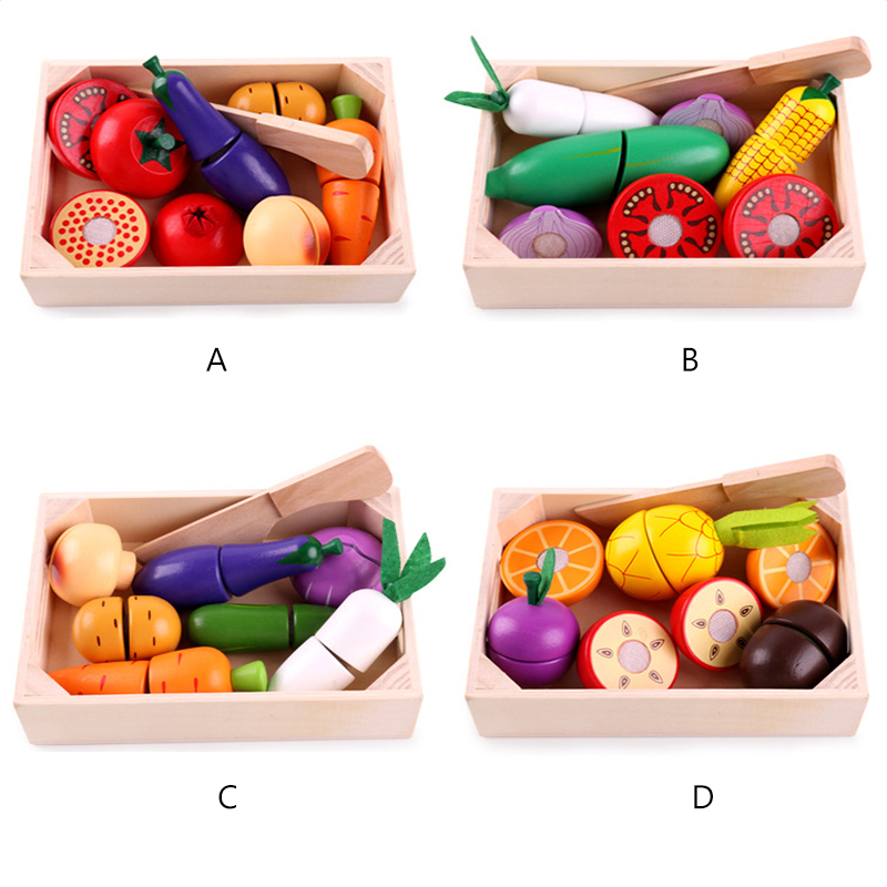 Cooking Props 5.5cm Wooden Role Play Food Magnetic Fruit Toys
