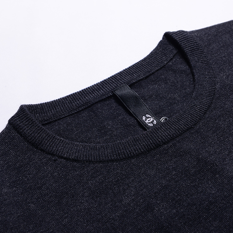 Black Warm Winter Men'S Wool Sweater , Business Casual Crew Neck Sweater
