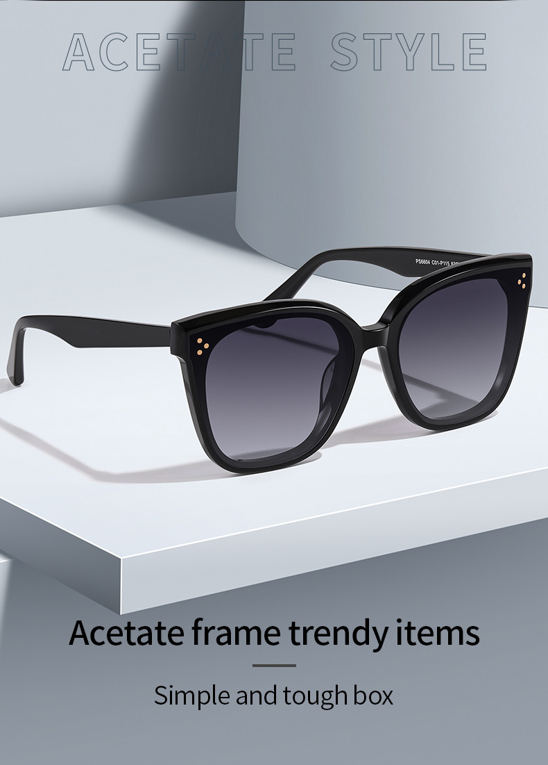 Simple Custom Square Acetate Sunglasses High Polymer Memory