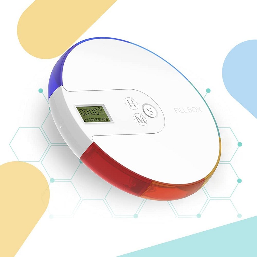 New Design Dispenser Electronic Smart Box Portable Travel Small Pill Container with 4 Groups Alarm Reminders