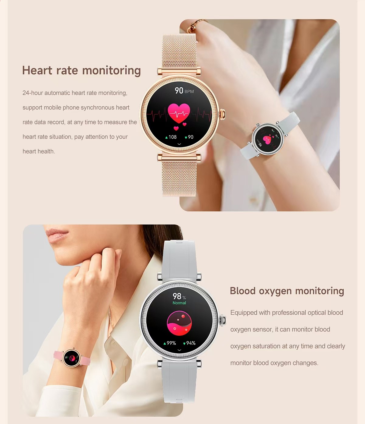 CF37 Fitness Tracker Ladies Watch Message Reminder Smart Watch For Health Monitoring