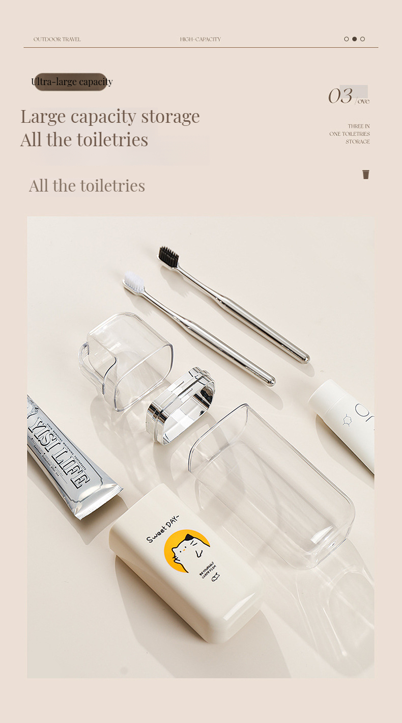 Disposable Cartoon Cute 3-in-1 Portable Dental Jar Set Ideal for Home Hotel Bathroom