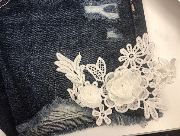 Watersoluble embroidery flower patches for clothes DTM Polyester Material