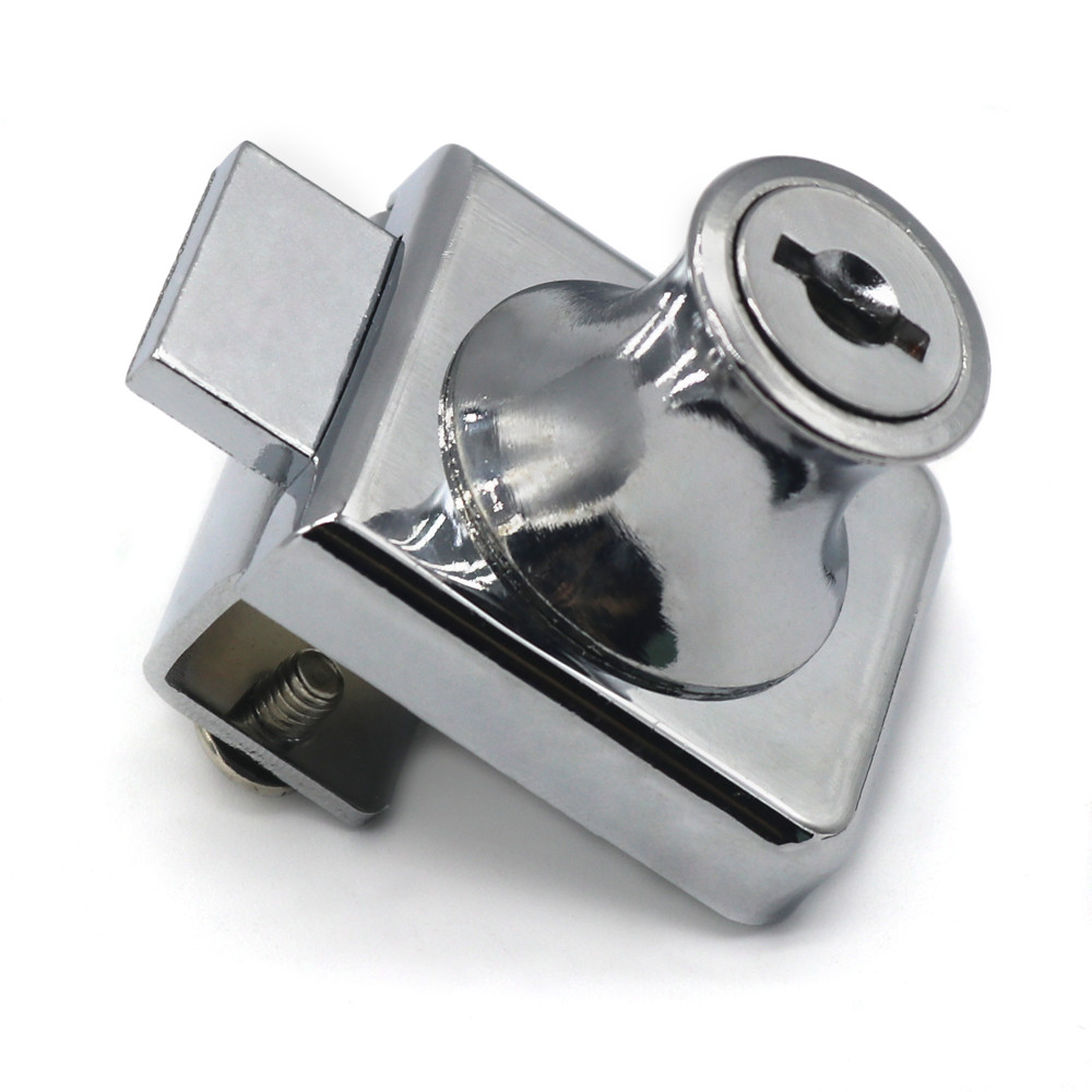 zinc alloy Single Glass Door Lock , Display Cabinet Lock For 8-12mm glass