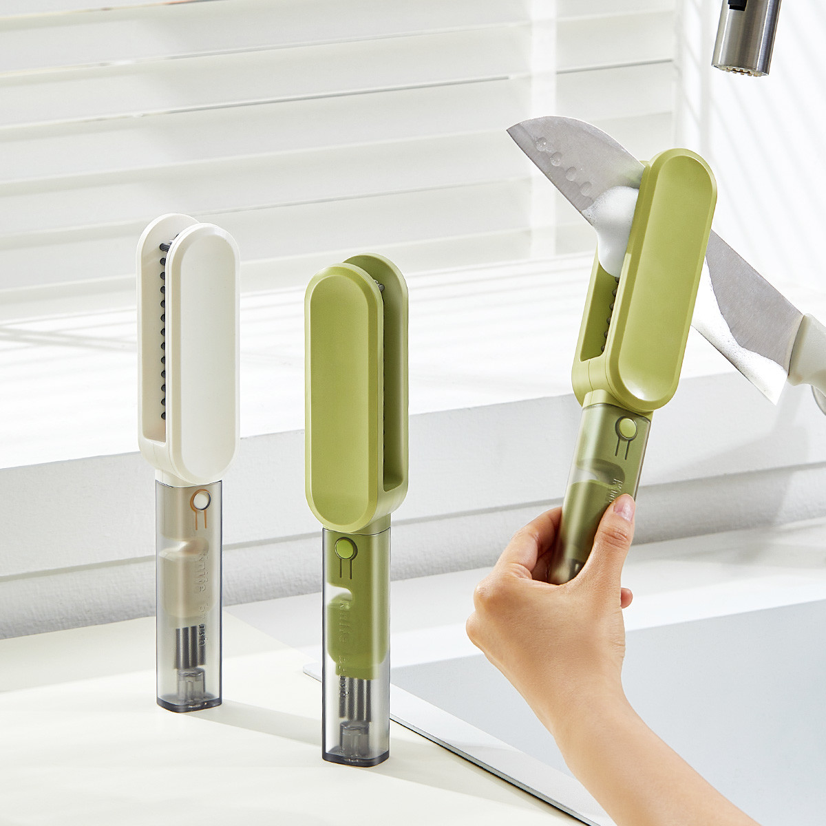 2024 Trend Kitchen Products Customized Packaging Multifunctional Knives Blade Cleaning Brush Set