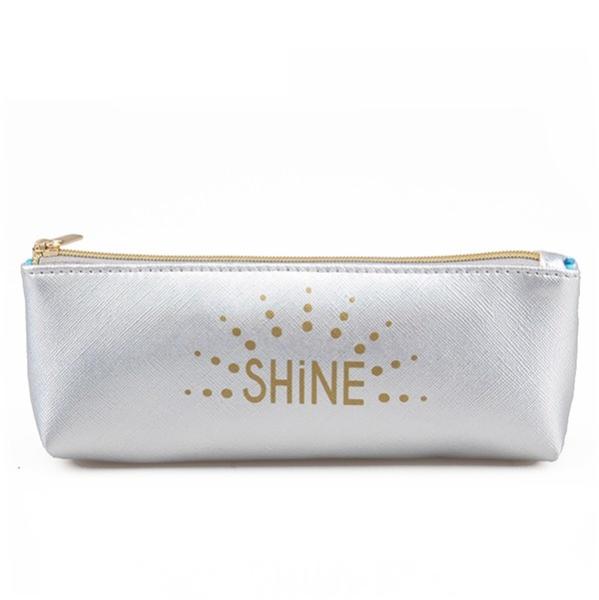 Washable Silver Custom Cosmetic Bags With Double Side Lamination , Travel