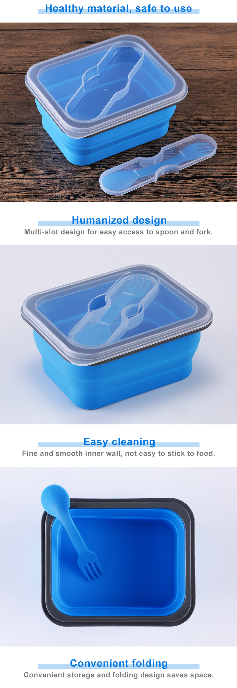 600ml Foldable Silicone Food Container Microwavable For Camping