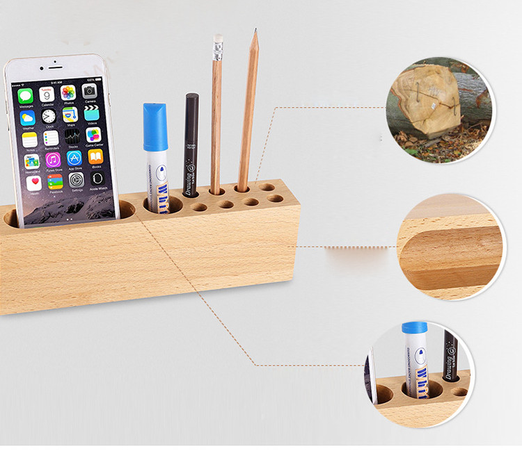 Carbonized bamboo phone stand with a Pen holder for iphoneX 6splus for samsung S6 EDGE