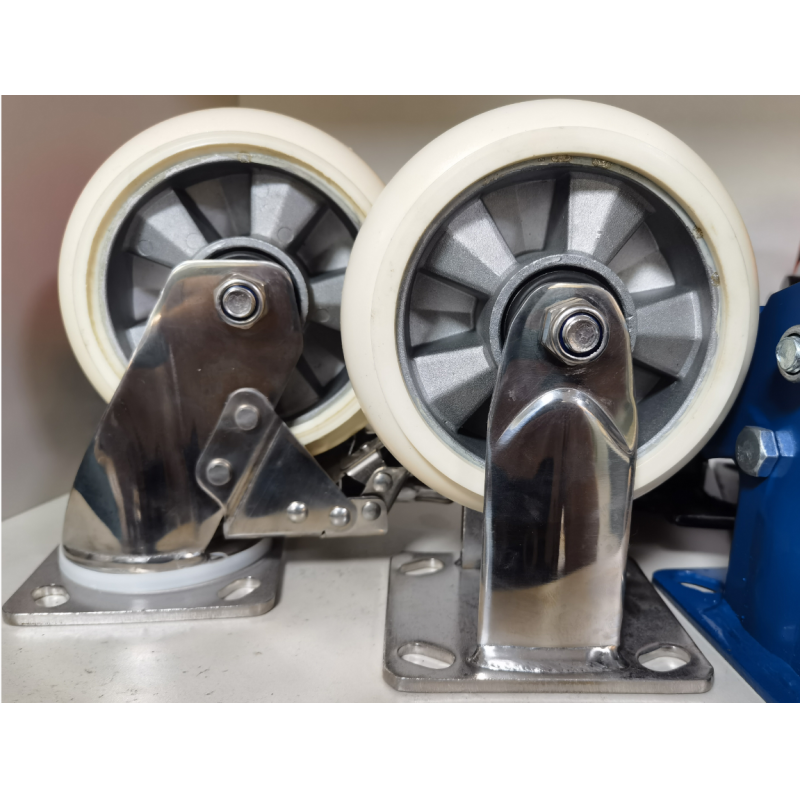 Anti Shock-absorbing Industrial Machinery Caster Wheels OEM Caster Aviation Aluminum Core White PU Wheels Instrument Case Swivel Caster