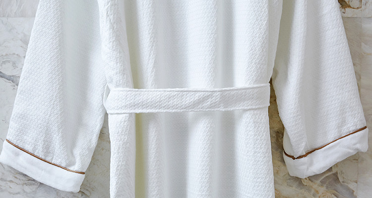 White Waffle Hotel Spa Robes For Salon Compressed Optional Size Customized Color