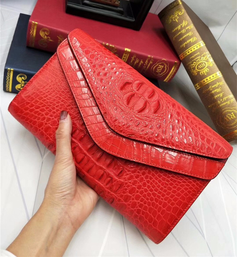 Fashion Genuine Crocodile Skin Female Women Small Envelop Purse Real Alligator Leather Ladies Single Cross Shoulder Bag