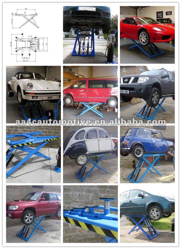 1.2M 2.7T Scissor Vehicle Lift Low Rise Pneumatic Portable Low Rise Car Lift