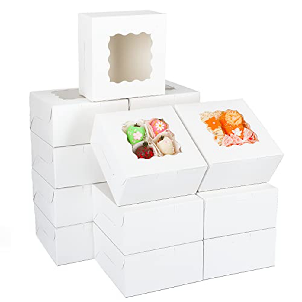 Custom Order Foldable Paper Box With Clear Display Window For Dessert Treat Packaging
