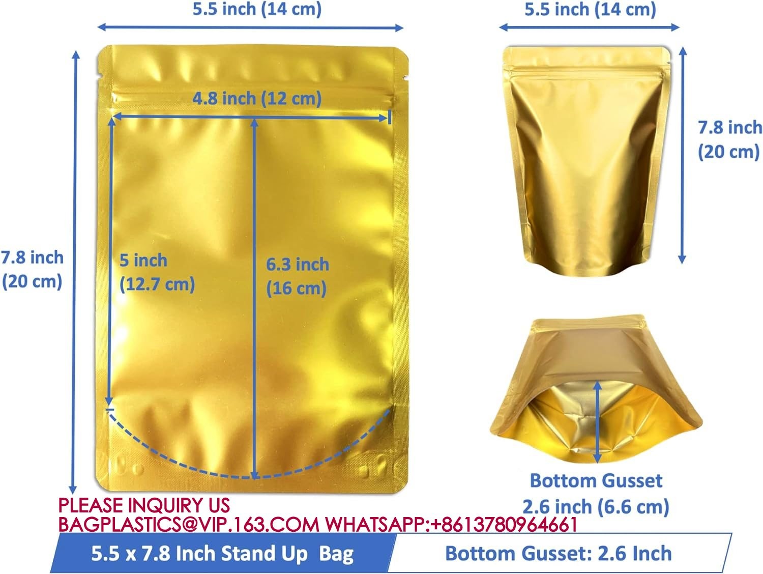 Stand Up Zipper Lock Aluminum Foil Bag, Packaging for Small Businesses, Packaging Bags