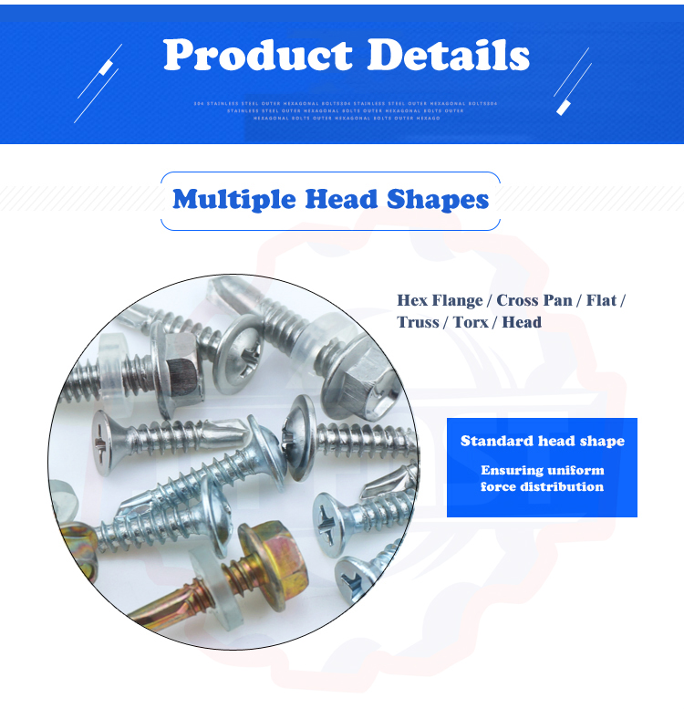 Metric Hex Washer Head Self-Drilling Metal Screw M2 M2.6 M3 M3.5 M4 M5 with Black Finish