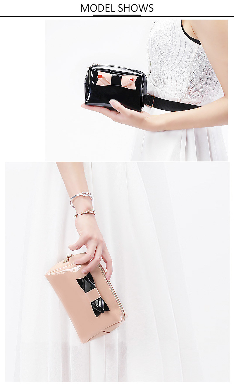Portable Multi Functional Small Black Travel PU Makeup Bag