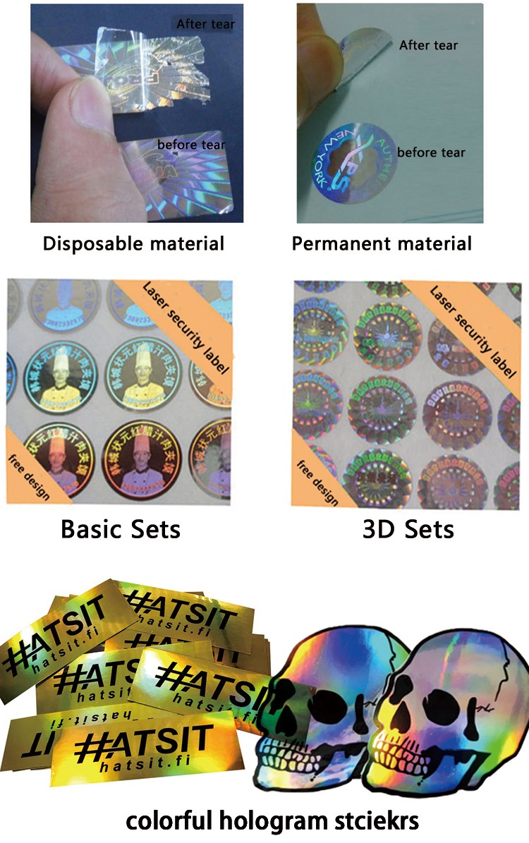 Waterproof 2D 3D Round Roll Hologram Authentic Stickers