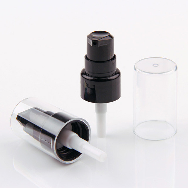 Smooth 20MM Black Cosmetic Lotion Pump With Full Clear Cover