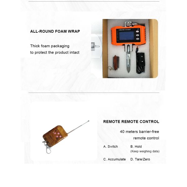 500kg Crane Scale LED/LCD Display OEM Customizable Remote Control Industrial Hanging Scale Electronic Digital Accuracy 50g