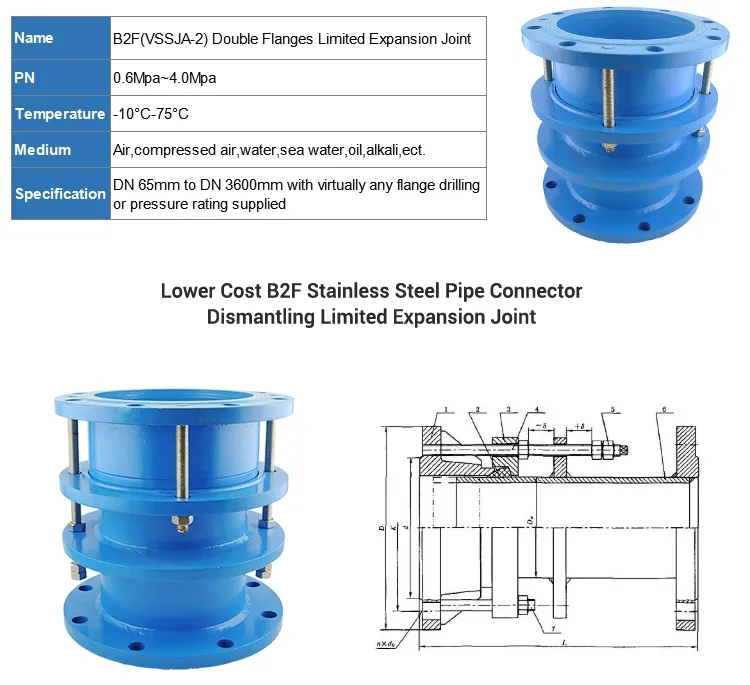 3" 4" 5" Double Flanged Expansion Joint Expanded Metal Disassembly Joint DN65-DN3200