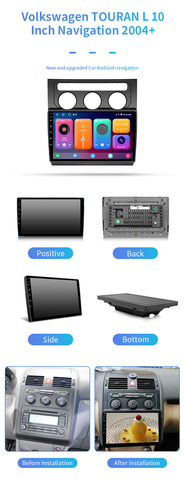 Wifi Internet Access Bluetooth Car Navigation 8 Core For Volkswagen TOURAN L 2004+