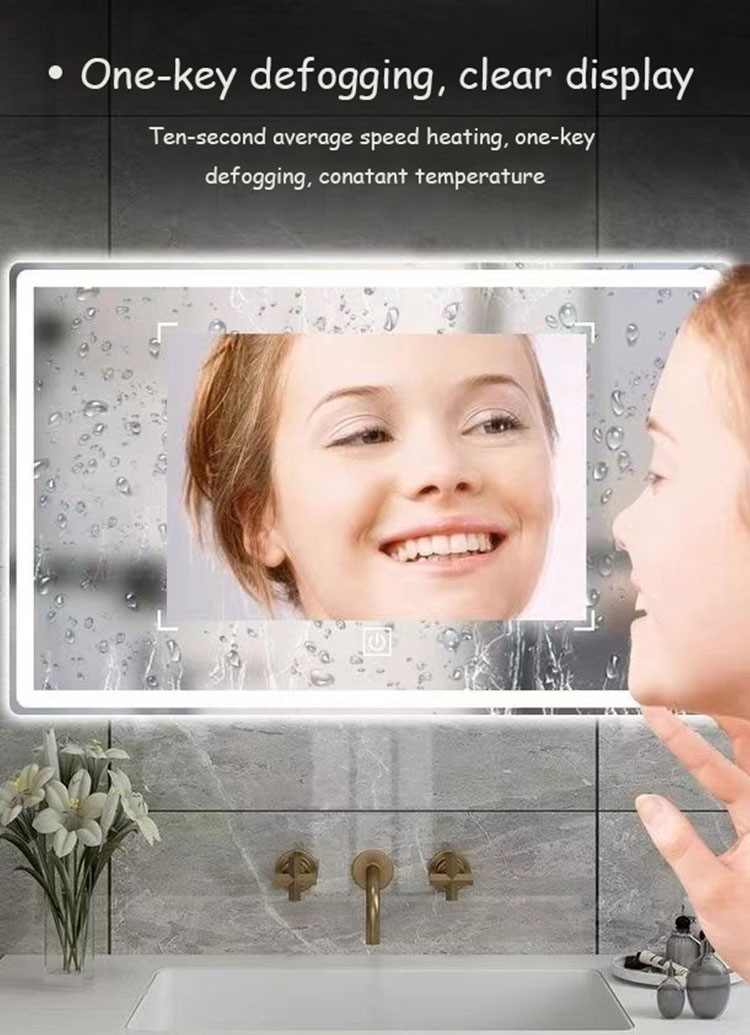 Hotel Home Bathroom Decoration Large Oval Bath Mirrors with Touch Screen and LED Lights