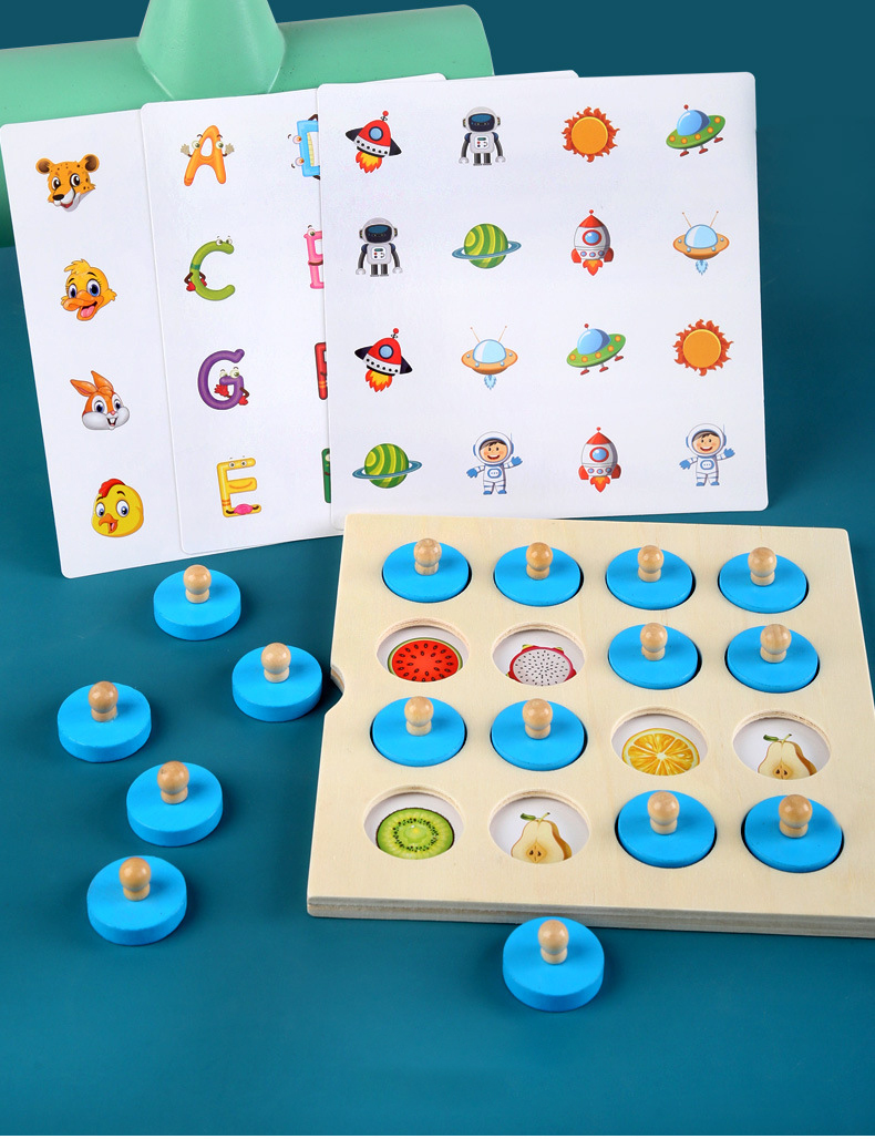 Montessori 3D Unisex Memory Match Puzzle Game Chess Toy