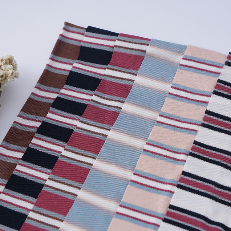 Moisture Absorbing Breathable Smooth Striped Knit Fabric For T Shirt
