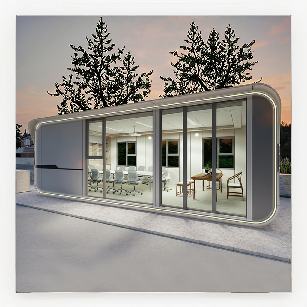 Efficiently Organize Apple Cabin Office Floor Area of 55 M2 Galvanized Light Steel Frames