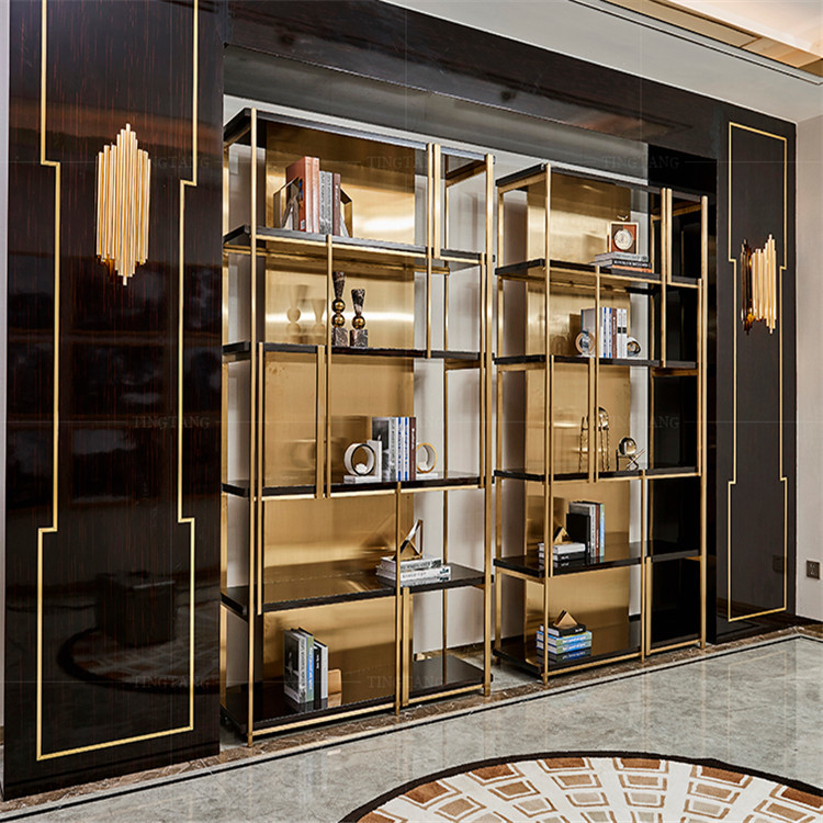 Clothing Shop Gold Stainless Steel Floor Stand High End Store Clothes Display Shelves