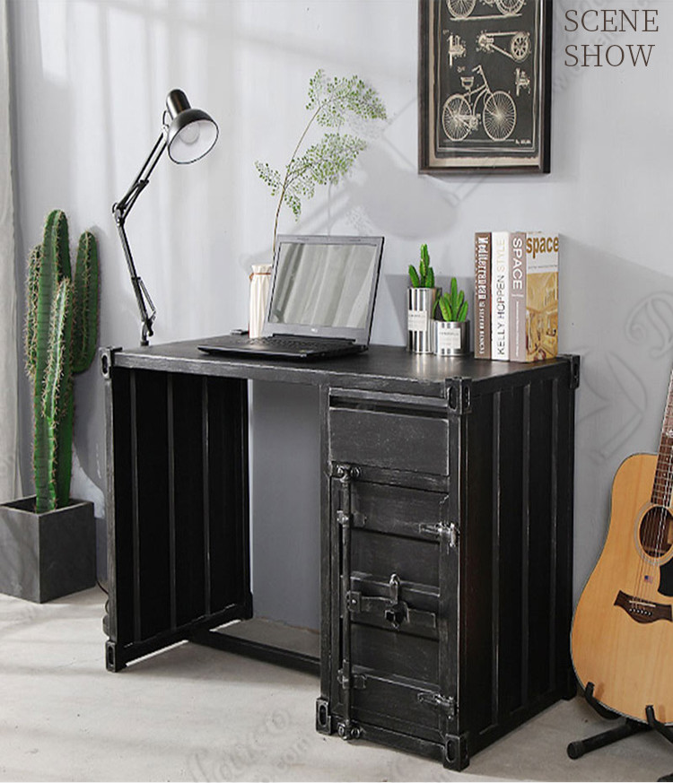 Commercial Black Iron Vintage Style Writing Desk Defaico Furniture
