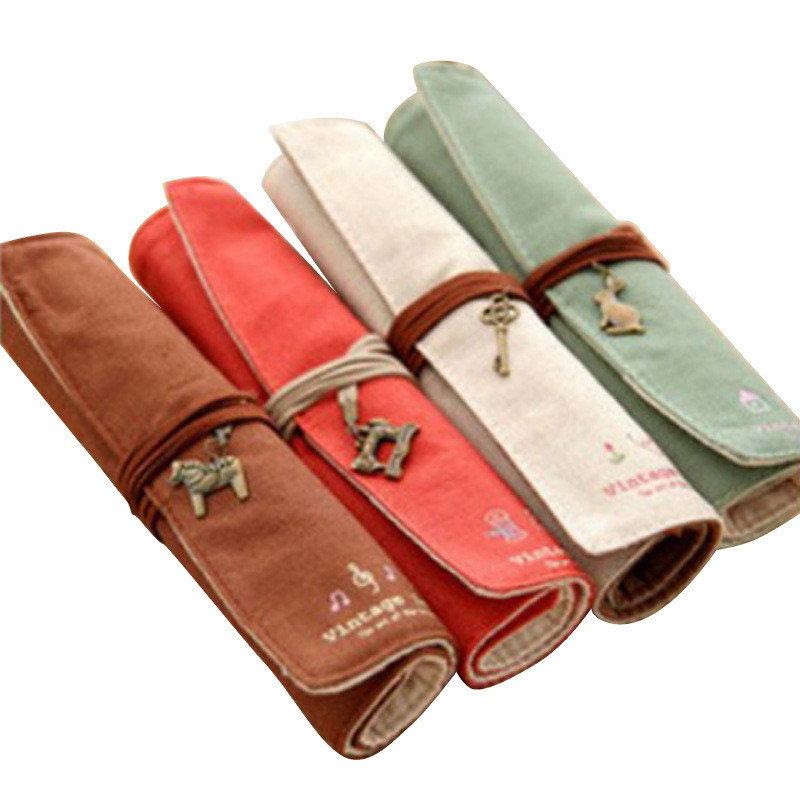 FRESH AND FASHIONABLE LARGE CAPACITY PEN BAG PENCIL CASE SIMPLE CREATIVE JUNIOR HIGH SCHOOL MEN AND WOMEN CANVAS PENCIL