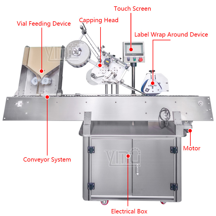 2ml 3ml 10ml Vial Sticker Labeler Automatic Ampoule Tincture Bottle Horizontal Wrap Labeling Machine