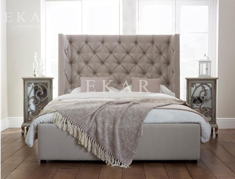 Headboard Upholstered Latest Wooden Design King Size Bed