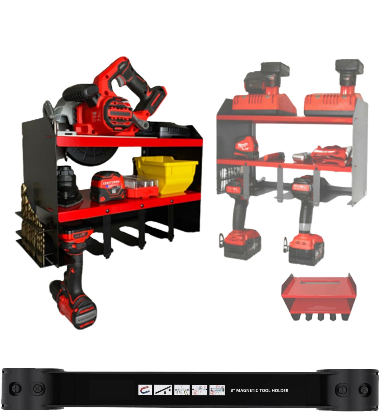 Wall Mounted Metal Material Drilling Power Tool Storage Rack for Furniture Hardware