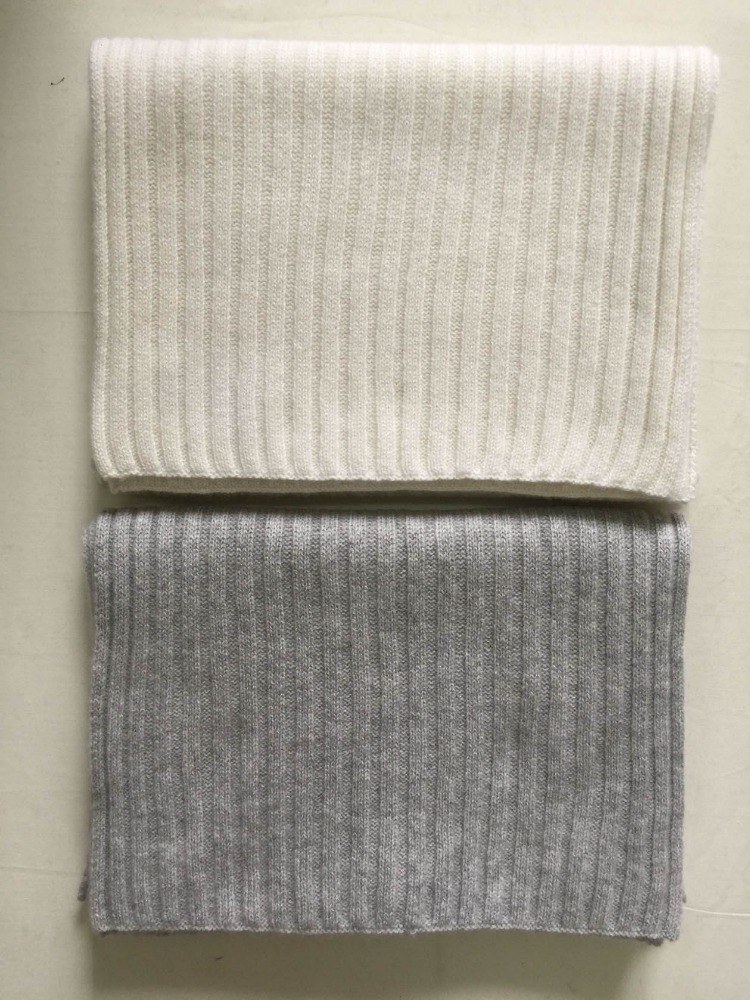 3 * 3 Rib Knitted Pure Cashmere Scarf , Adult Womens Knit Scarf For Hiking
