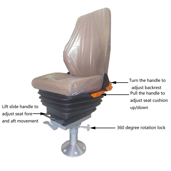 Aluminum Base Marine Pilot Seat Small Yacht Static Seat 360 Degrees Rotation