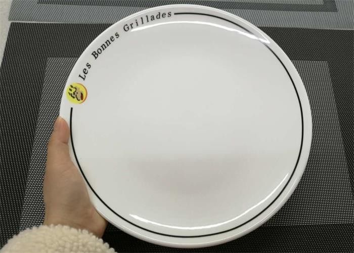 Ceramic Round Plate With Logo Porcelain Dinnerware Sets Dia. 25cm Weight 744g