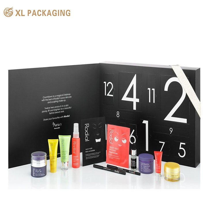 Customized Logo Partone Color CMYK Design 12 Drawer Calendar Box for Tea Bag Skin Care Cosmetic