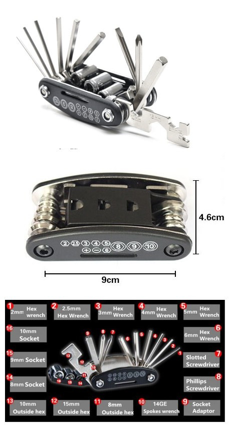 16 in 1 Hot Selling Bicycle Repair Tool Set with Multifunction