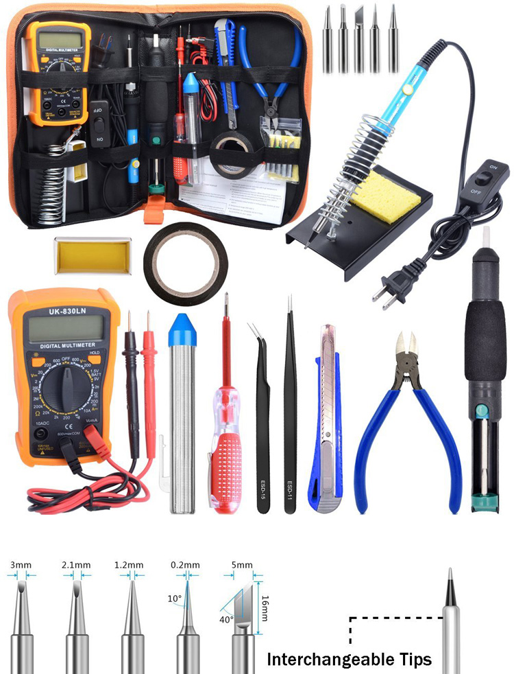 Digital Multimeter Electronics Soldering Kit , Portable Soldering Accessories Kit K018