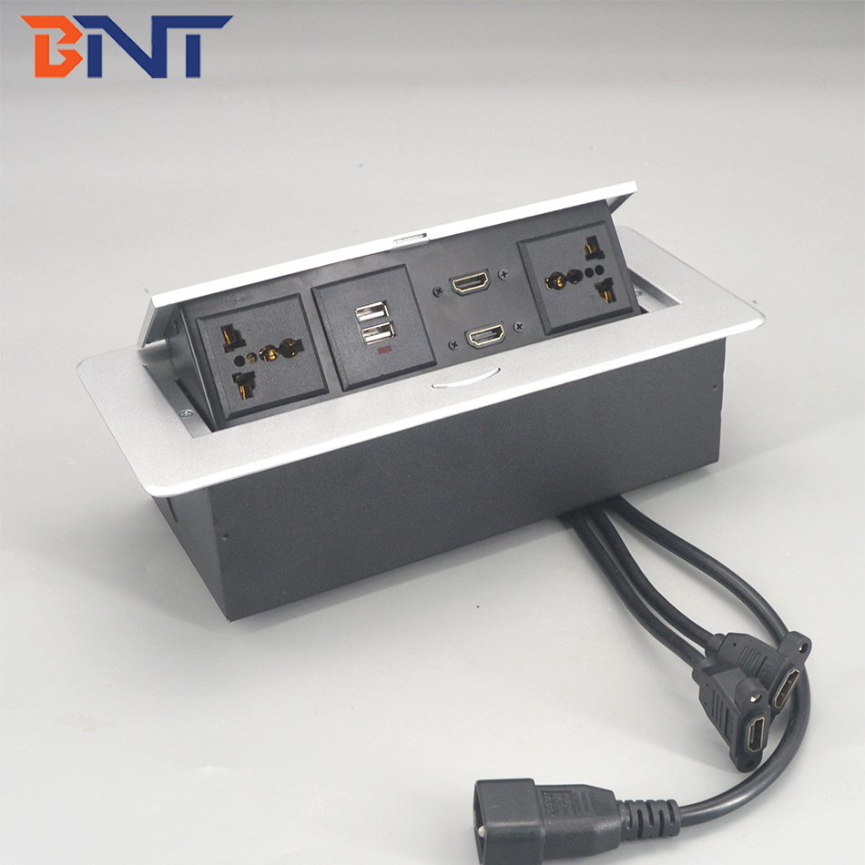 Office multi plug hidden table top socket with usb charger