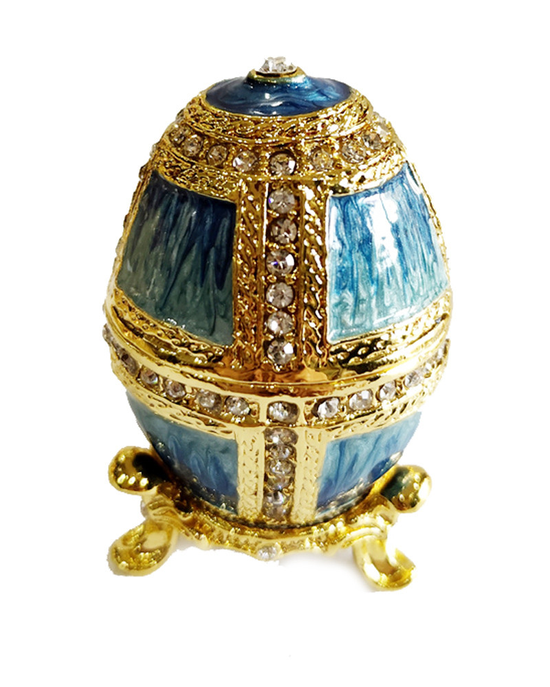 Hollow Faberge Egg Jewelry Easter Egg Trinket Box Crafts Russian Easter Metal Rhinestones Faberge Egg Jewelry Box